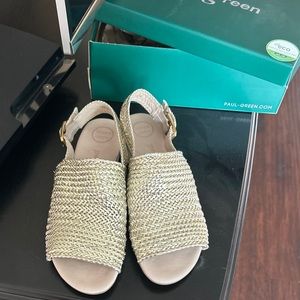 NEW Paul Green Helena Minéral Woven Metallic Sandals size 8.5